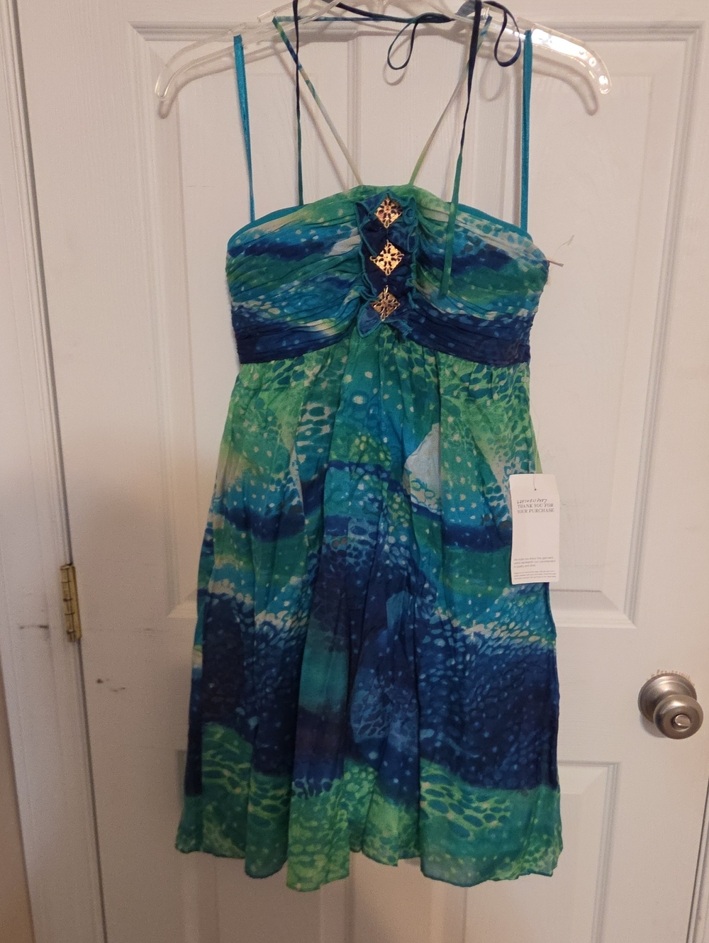 Womans' Nine West Vintage Blue Green Halter One-Piece Dress